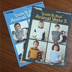 Quick to Knit Animal Vests 2 & 3 Pattern Pamphlets
